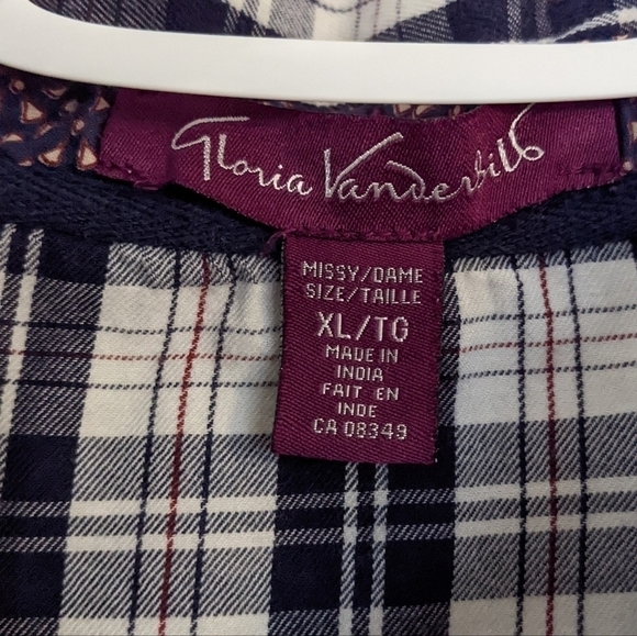 GLORIA Vanderbilt plaid embroidered boho cotton shirt size XL @R - Picture 3 of 10